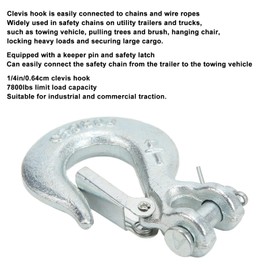 1/4" Forged Steel Forged Steel Forged Steel Forged Steel Forged Steel Forged Steel Forged Steel Clevis Hook Heavy Duty 7800lb Towing Winch Hooks Grade 70 for