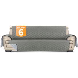 Utopia Bedding Reversible Oversized Sofa Couch Cover, Water Resistant Slipcover Furniture Protector with Foam Sticks and Elastic Straps for Kids Dogs Pets (3.5 Seater, Gray/Light Gray)