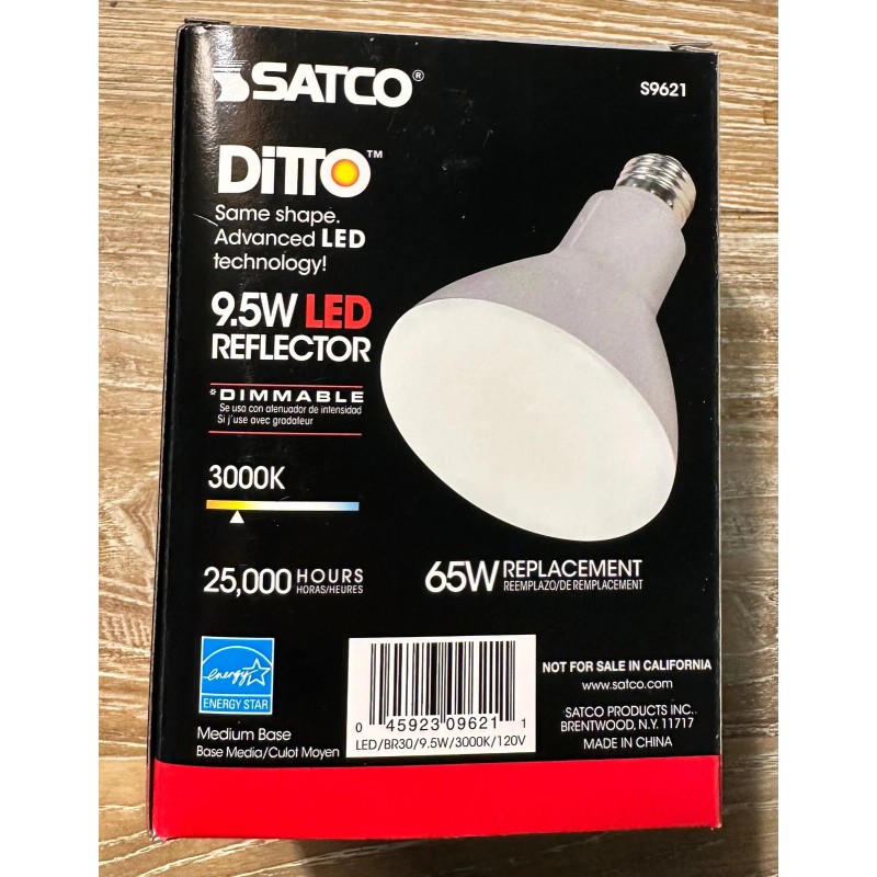 SATCO 65-Watt Equivalent BR30 Dimmable LED Light Bulbs Warm White