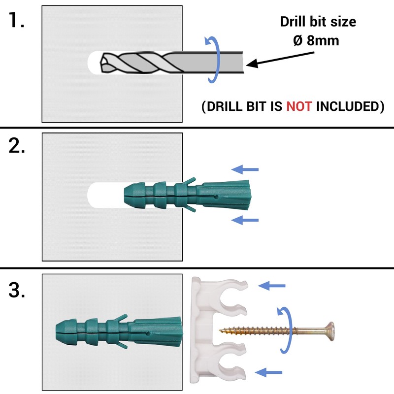 SKIR'CO Pack of 50 Double Pipe Clamps, Plastic Clamps for