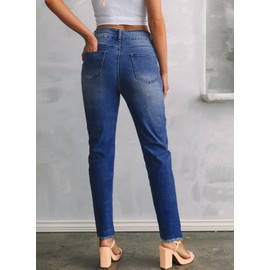 Sidefeel Women's High Waisted Tummy Control Jeans Spring Outfit 2025 Strechy Straight Leg Denim Pants Blue Size 10