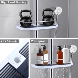 H Hawsam No Drilling Shower Shelf Caddy for Shower Rail - Bathroom Rack Organizer Holder for Shampoo, Fit 19mm - 25mm Rail