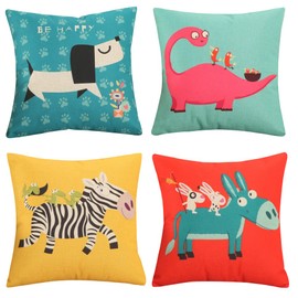 YunJeude 40x40cm Cushion Cover Set of 4 Nordic Geometric Patterns Different Patterns Linen Flax Cute Stylish Zipper Modern Home Decor Car Decoration Four Seasons Interior Bedroom Sofa Cushion Cover