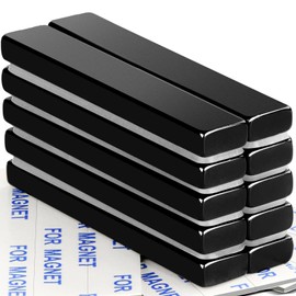 DIYMAG Waterproof Neodymium Bar Magnets with Epoxy Coating, Powerful Permanent Rare Earth Magnets, with Double-Sided Adhesive - 60 x 10 x 5mm, Pack of 10