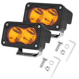 YCHOW-TECH Amber LED Pods Light 2PCS 3 Inch 40W Amber Fog Lights 4000LM Spot Beam Yellow Flood Light Off Road LED Chase Light Ditch Light Pods Work Light Cubes for Trucks UTV ATV SUV Boat