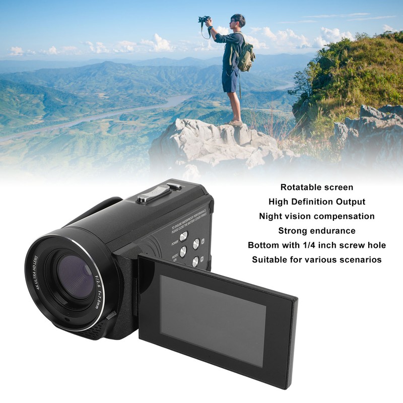 4K Video Camera Camcorder Intelligent Anti Shaking 56MP Vlogging Camera