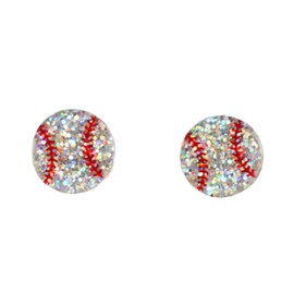 Creative Ball Sports Shiny Stud Earrings Glitter Acrylic Volleyball Baseball American Football Basketball Ball Game Stud Earrings for Women-Baseball