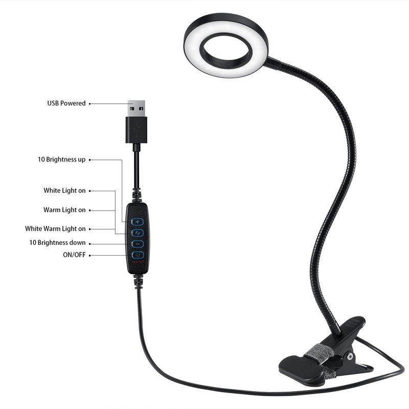 Clip Light Reading Lights - QQAPPU 24 LED Clamp-on Desk