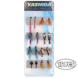 Fly Fishing Trout Flies Kit 16pcs Fly Fishing Lure for Trout Premium Dry Wet Flies Streamer Mayfly Emerger Flys Trout Fly Fishing Gear Bait Assorted