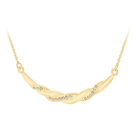 Tuscany Silver Yellow Gold Plated Crystal Crossover Necklet of 46 cm/18-inch