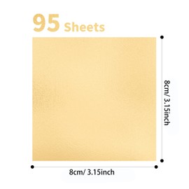95 Sheets Rose Gold Leaf, Imitation Gold Foil Papers for Arts, Crafts, Furniture, Nail Art, Canvas, Home Decoration, 8x8 cm Rose Gold Leaf Sheets (Champagne Gold)