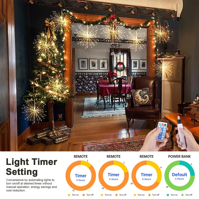 Firework Lights for Garden Decor, Rechargeable Battery Operated Outdoor lights,