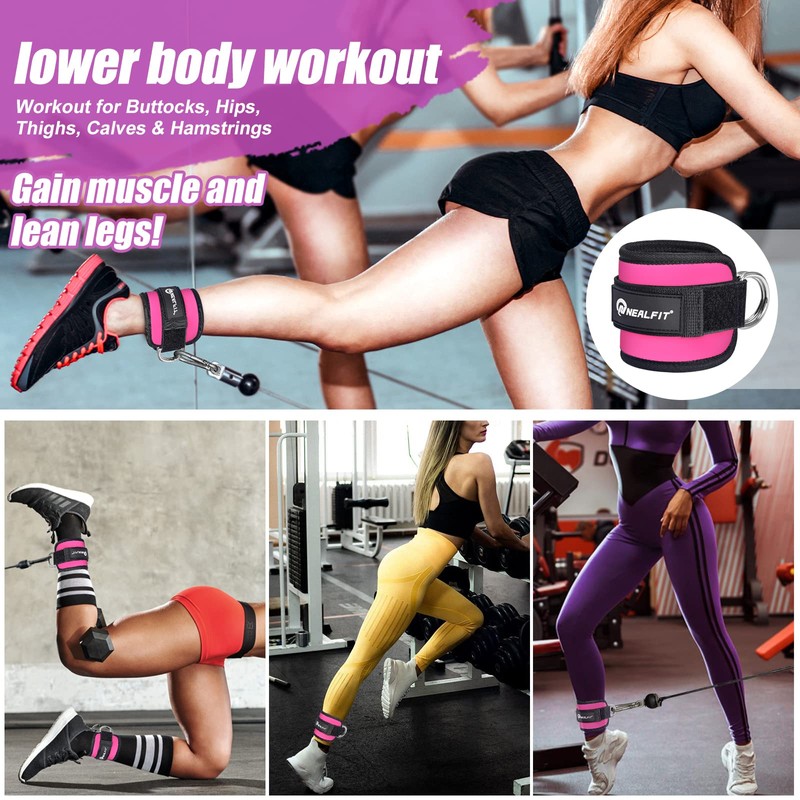 NEALFIT Ankle Strap for Cable Machine, Gym Ankle Cuff for
