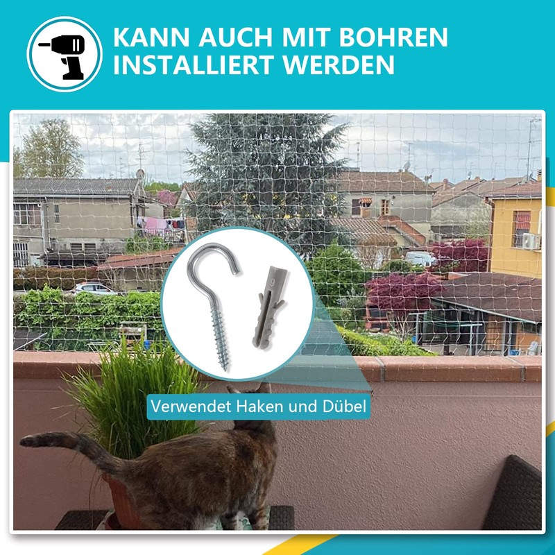 NieKilig Cat Net for Balcony, No Drilling, Cats for Balconies,