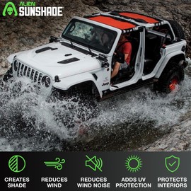 Alien Sunshade Jeep Wrangler JLU Red (2018-2023) Front & Rear Mesh Sun Shade for JL Unlimited, Blocks UV, Wind, Noise, Jeep Gifts, Bikini JLkini Top Cover for Sport, Sport S, Sahara, Rubicon