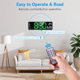 Digital LED Clock, Alarm Clock, Table Clock, Desk Clock, Time, Date, Calendar Display, Brightness Adjustable, Dimmable, Large Screen, 2 Alarm Functions, Dual Alarms, Waterproof, Loud Volume, USB