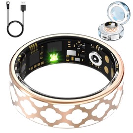 spywkn Smart Ring for Women, Fitness Tracker Ring with Heart Rate, Blood Oxygen, Blood Pressure, Sleep Tracker, Step Tracker (Gold, 9#)