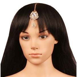 Touchstone Indian Bollywood Stylish Contemporary Designer Jewelry Wedding Head Accessory Mangtika with Beautiful Chain for Women in Gold or Silver Tone for Women., Alloy Metal, No Gemstone