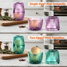 FFNIXOO Hard Boiled Egg Peeler Upgraded | Peel 1-2 Eggs in 1 Go | 360° Impact Bumps Design | Water Method Shell Remover - Make Deviled Eggs Easier (Green)
