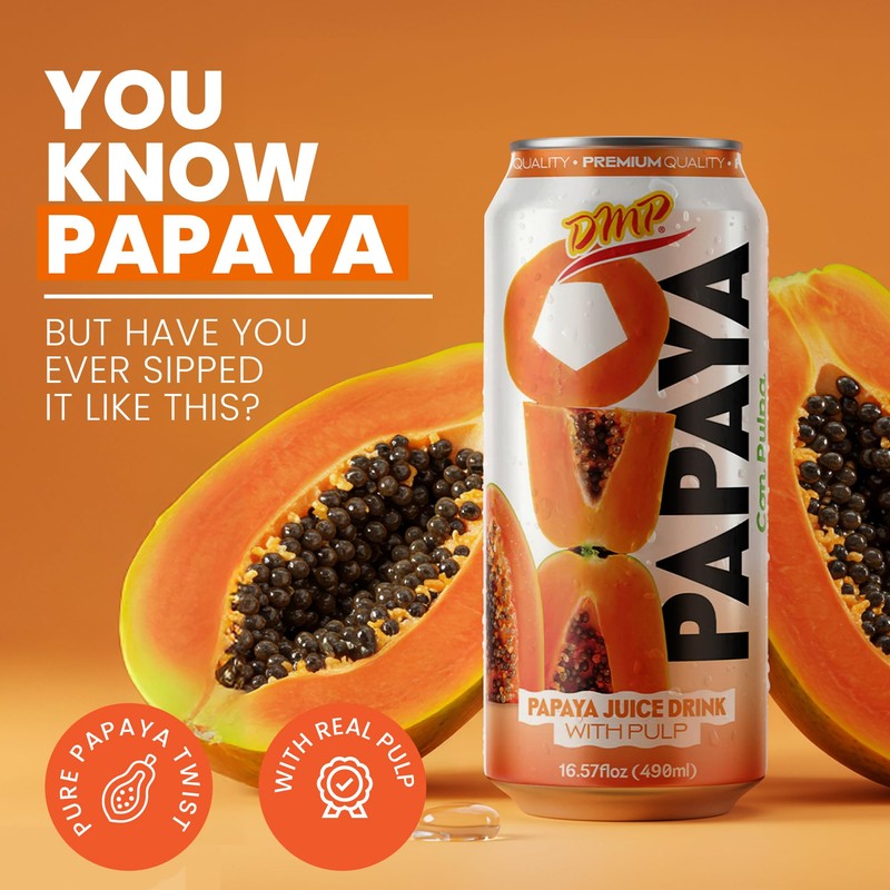De Mi Pais Papaya Juice with Pulp, Premium Quality, Refreshing