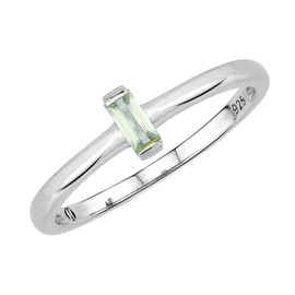 Silvershake Extra Ultra Petite Natural Green Sapphire White Gold Plated 925 Sterling Silver Minimalist Stackable Promise Solitaire Gemstone Ring Jewelry for Women Size 8