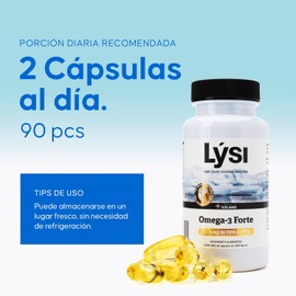 Lysi Omega-3 Forte 90 Capsulas, 1030 mg de EPA+ DHA, Aceite de Pescado 100% Salvaje y Sustentable, Importadas de Islandia.
