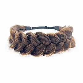 Synthetic Hair Braided Headband Classic Wide Strands Wedding Disorderly Fluffy Braids Wig Band Women Beauty Accessory