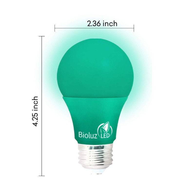 Bioluz LED Green Light Bulbs 60W Replacement Non-Dimmable A19 LED