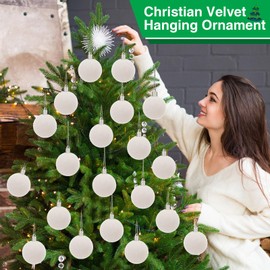 Menkxi 30 Pcs Christmas Velvet Balls 1.97 Flocked Christmas Hanging Ornaments Handmade Velvet Balls Christmas Tree Ornaments Xmas Velvet Tree Bulbs for Wedding Anniversary Party (White)