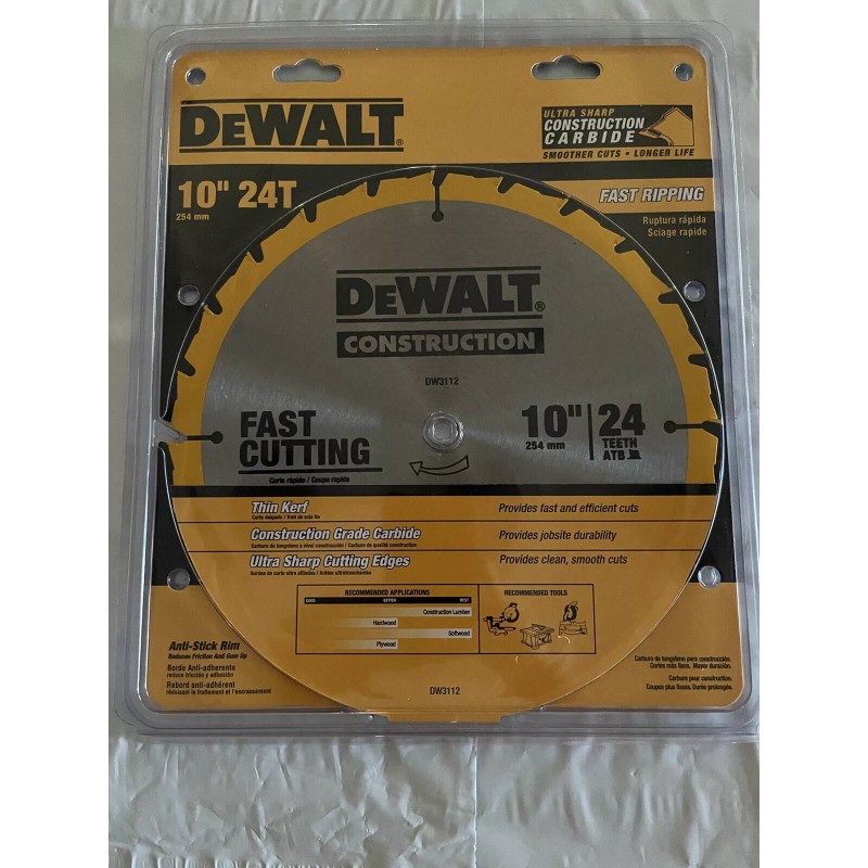 DEWALT 10” CIRCULAR SAW BLADE 24 TOOTH DW3112