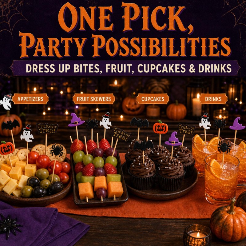 100Pcs Halloween Cocktail Picks, Halloween Toothpicks for Appetizers