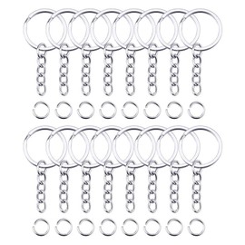 Pack of 100 key rings with link chain, key ring with chain, key ring key chain, large key rings, key ring accessories