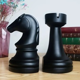 International Chess Resin Bookend Decorative Bookshelf Office Heavy Duty Book Stand Hand-painted Model Holiday Gift FashionColor: Black, Size: One Size