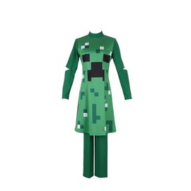 Uisozsfeb Green Pixel Creature Jumpsuit Classic Child Adult Cosplay Costume(20289, L)