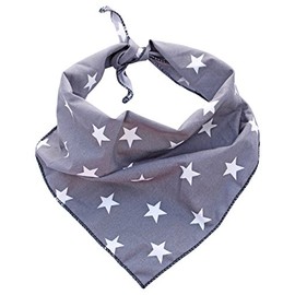 Pet Pooch Boutique Star Bandana for Dog, Medium/Large, Grey