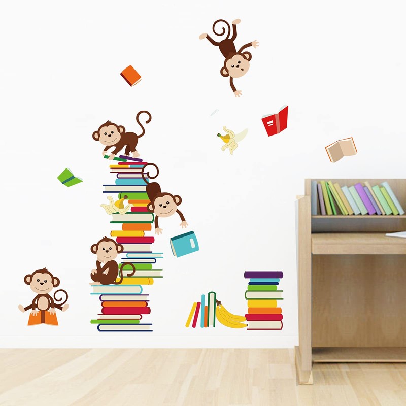 decalmile Monkey Wall Decals Animals Kids Learning Wall Stickers Baby