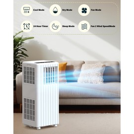 8000BTU Portable Air Conditioner with Ultimate Versatility and Whisper-Quiet Performance - Easy Setup, Customized Comfort, Ideal for Bedrooms, RVs, and More