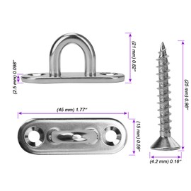 JOIKIT 10 PCS M5 Pad Eye Plate, 304 Stainless Steel Oblong Staple Hook Loop, Marine Hardware Staple Ring Hook with 20 Screws