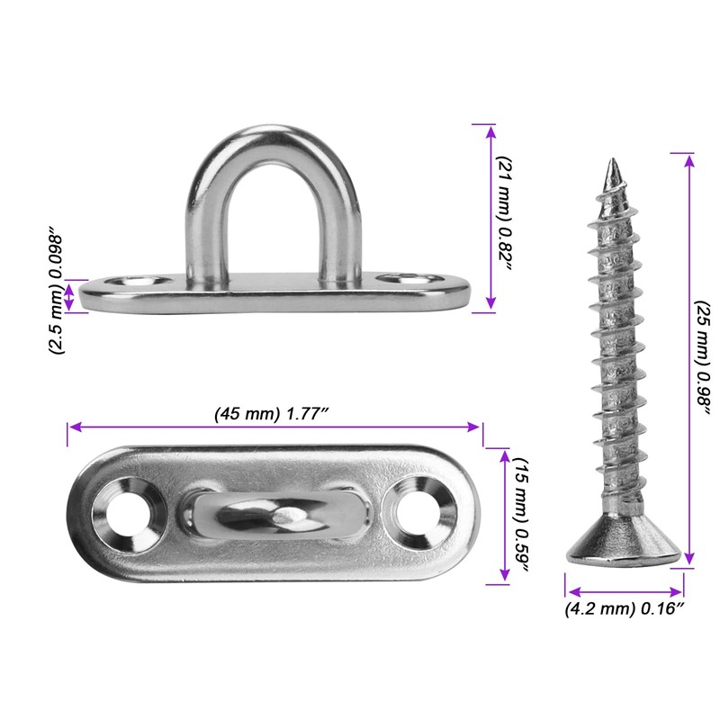 JOIKIT 10 PCS M5 Pad Eye Plate, 304 Stainless Steel