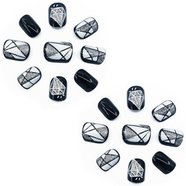 O2 Salon 5618 Full Cover Graphic Design Acrylic Fake False Nails Art Tips for Nail salon, Girls, Women, Bridal Wedding Dating Party (48 pcs/ 2 set)