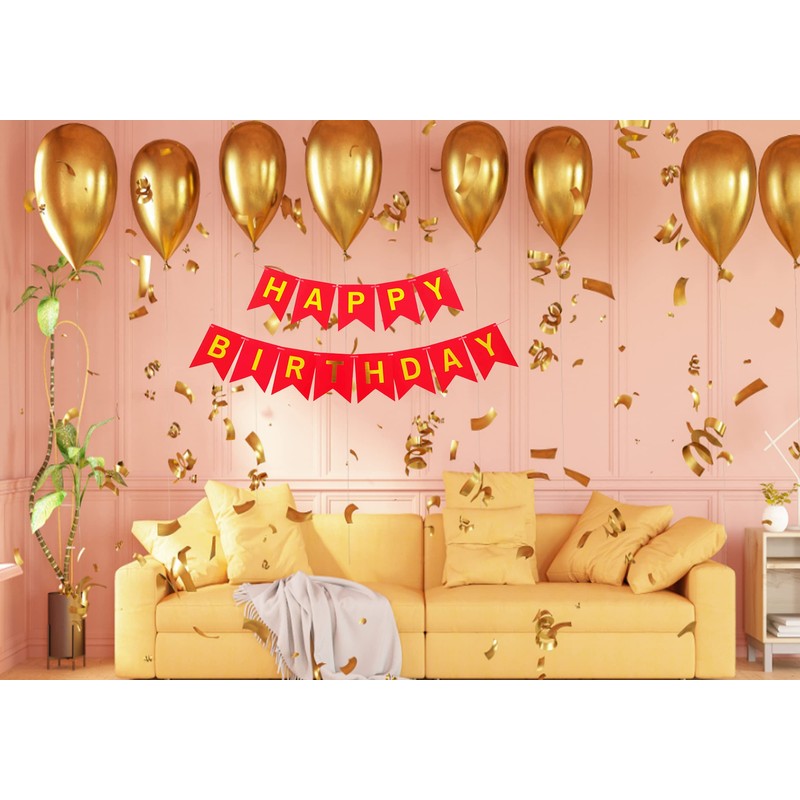 Red Happy Birthday Bunting Banner,Letters Birthday Banner Party Supplies
