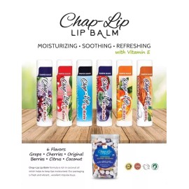 Chap lip lip Balm With Vitamin E, Assortment Of 6 Refreshing Flavours, 60 Count