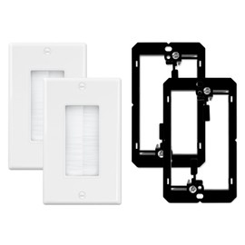 iwillink Iwillink Brush Wall Plate with Low Voltage Mounting Bracket 2-Pack, Cable Pass Through Insert for Wires, Single Gang Cable Access Strap, Wall Socket for HDTV, Home Theater Systems