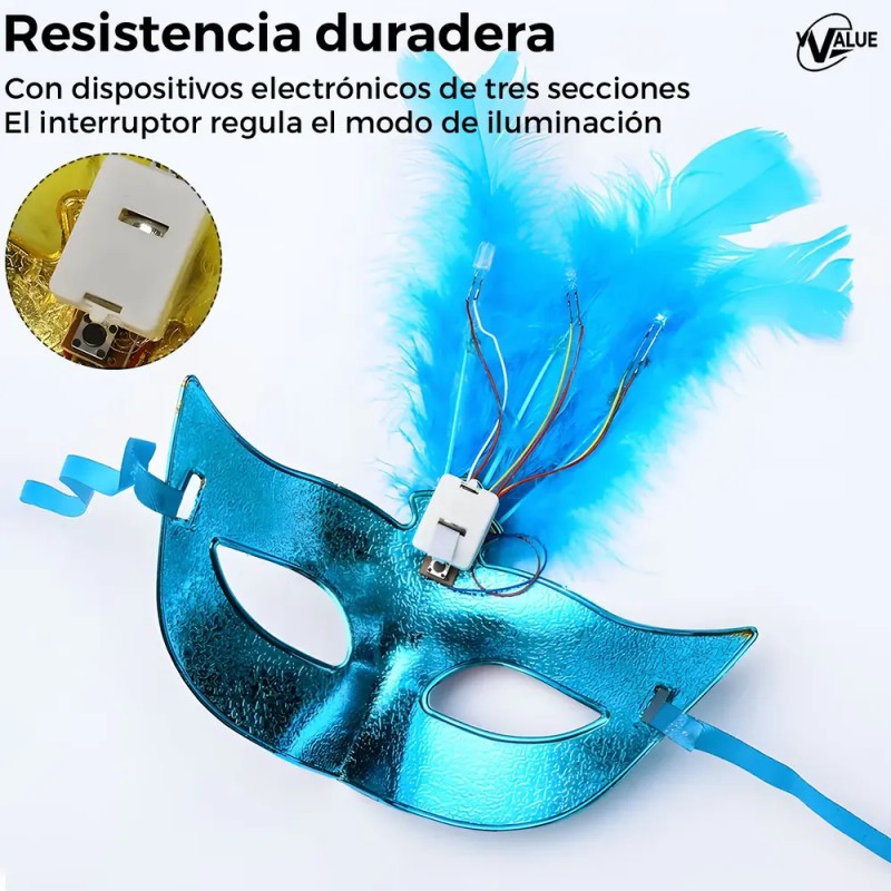 6pc Antifaz Flores Fiesta Máscara Carnaval Cosplay Halloween Floreado /led