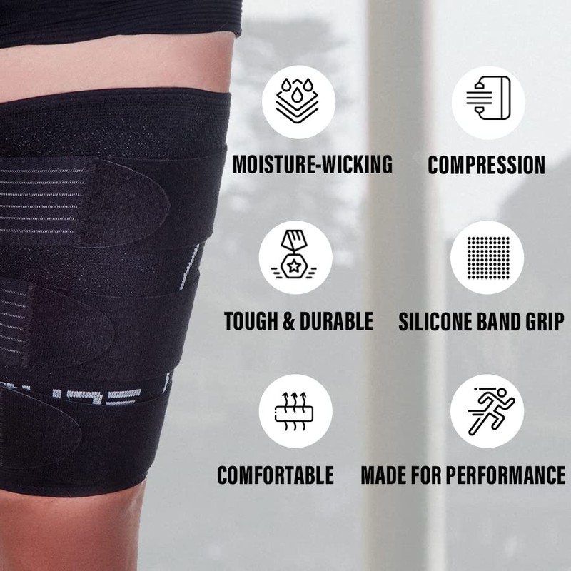 Pure Athlete Thigh Compression Sleeve – Adjustable Straps Quad Wrap