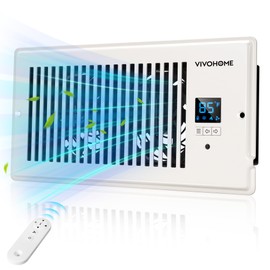 VIVOHOME 4"x10" Opening Smart Vent Register Booster Fan with Intelligent Thermostat & 10-Speed Remote Control - 11.4" x 5.5‘’ Vent Cover for Room, Floor, Wall - White