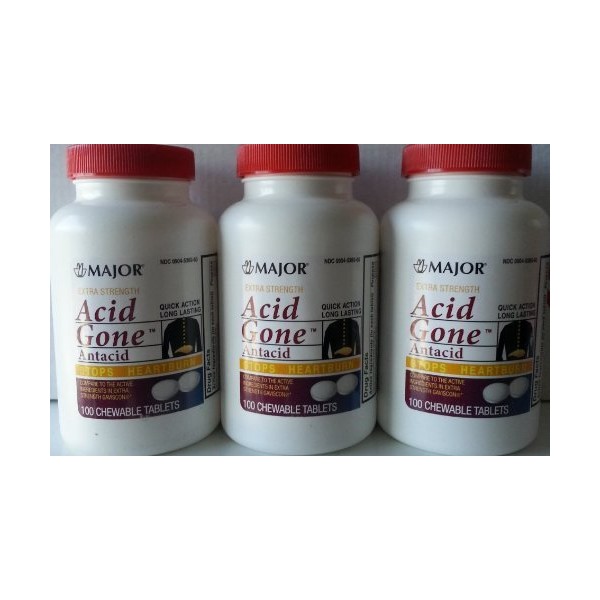 [3 PACK] EXTRA STRENGTH ACID GONE™ ANTACID CHEWABLE TABLETS 100 CT *COMPARE TO THE EXACT SAME ACTIVE INGREDIENTS FOUND IN EXTRA STRENGTH GAVISCON® & SAVE!!*