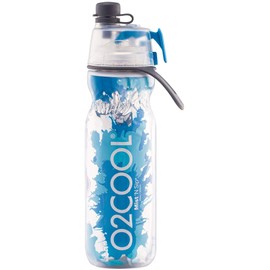 O2COOL Mist 'N Sip Misting Water Bottle 2-in-1 Mist And Sip Function With No Leak Pull Top Spout (Blue Splash)