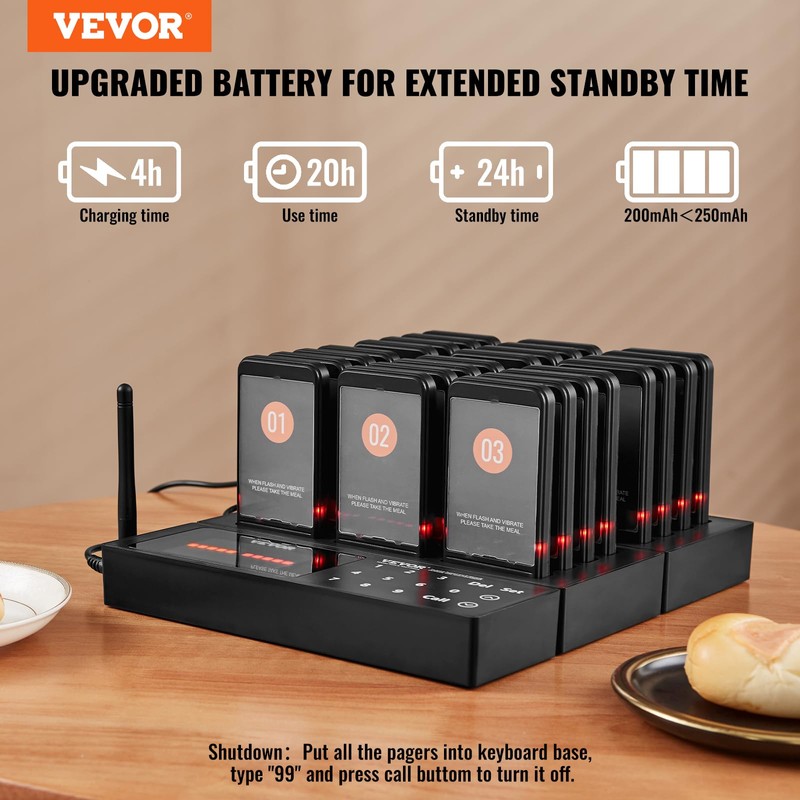 VEVOR Restaurant Pager System,Touch Screen Keyboad Wireless Long Range Lineup