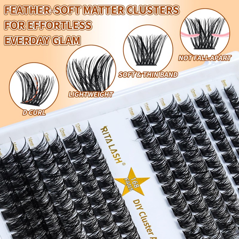 RITALASH Lash Clusters DIY Cluster Lashes Volume Eyelash Clusters Eyelash